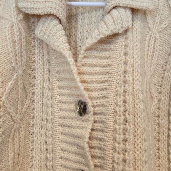 Vintage Gaeltarra Ireland Handloomed Aran Fisherman Cable Knit Cardigan - Small - Picture 7 of 12